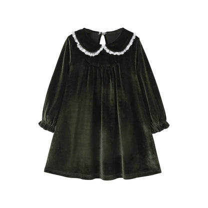 Lace Velvet Peter Pan Collar Dress