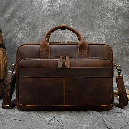 Genuine Leather Retro Laptop Briefcase