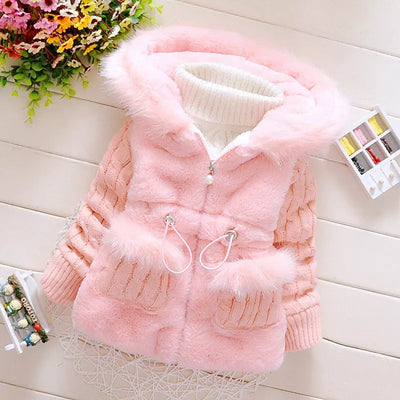 Plush Baby Jacket Thicken Warm Winter Jackets For Girls Sweater Coat Fashion Infant Hooded Outwear 1-4 Year Toddler Girl Clothes