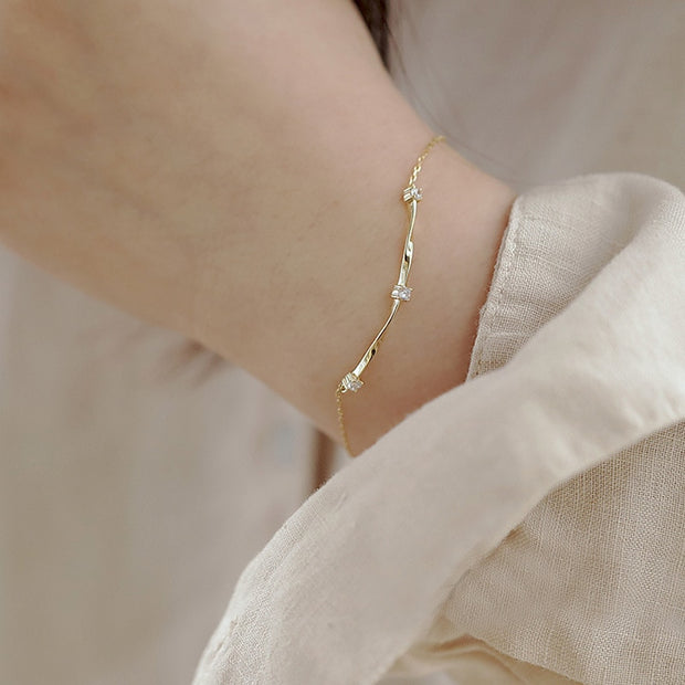Wave Zircon Charm Bracelet | Gold-Plated Teen Jewelry