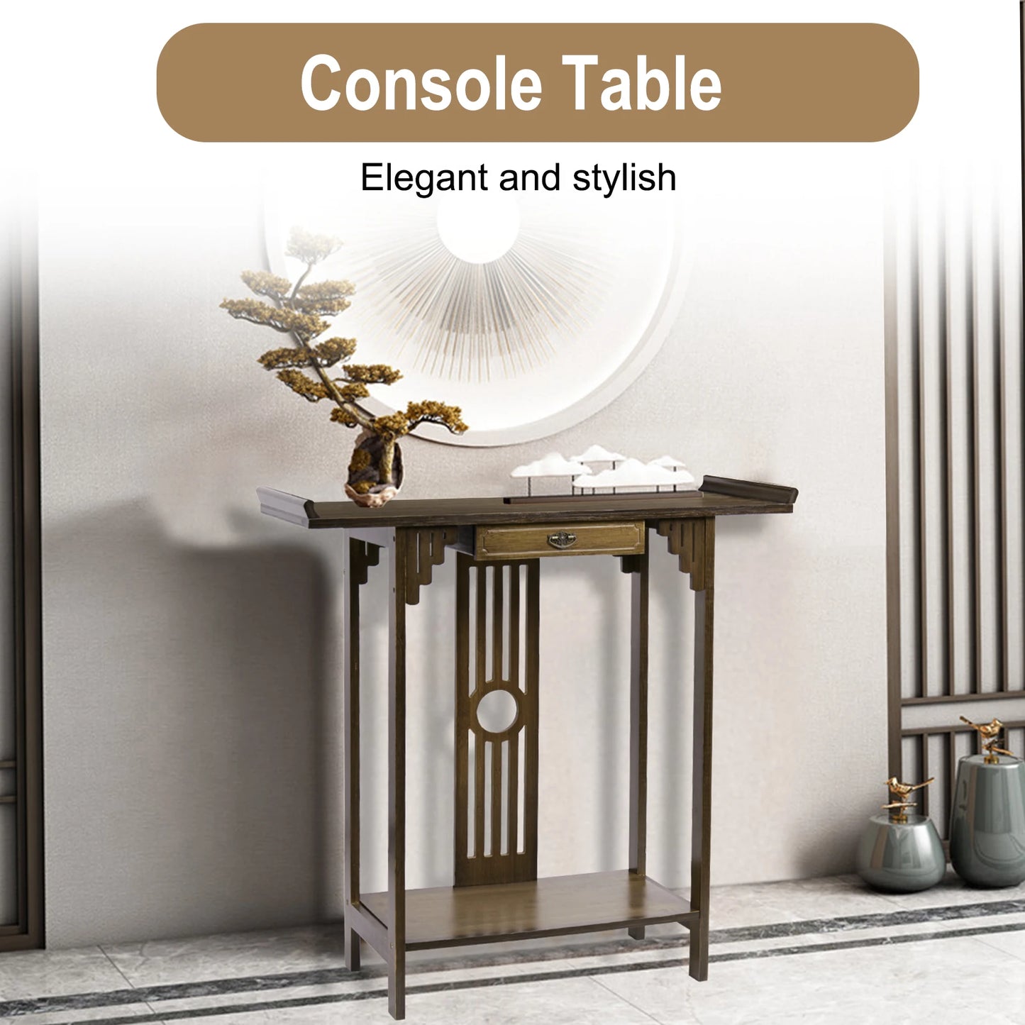 Table console rustique de 32 po pour entrée et salon