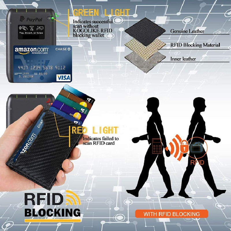 RFID-blockierende Carbon-Geldbörse für Herren