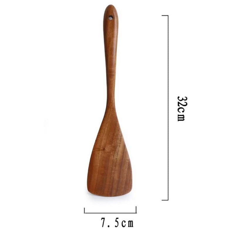 7-Pcs Teak Wood Tableware Set