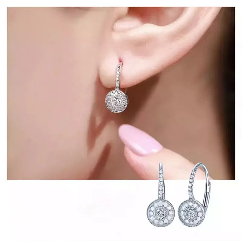 Boucles d'oreilles pendantes pour femmes avec couleur argent éblouissante