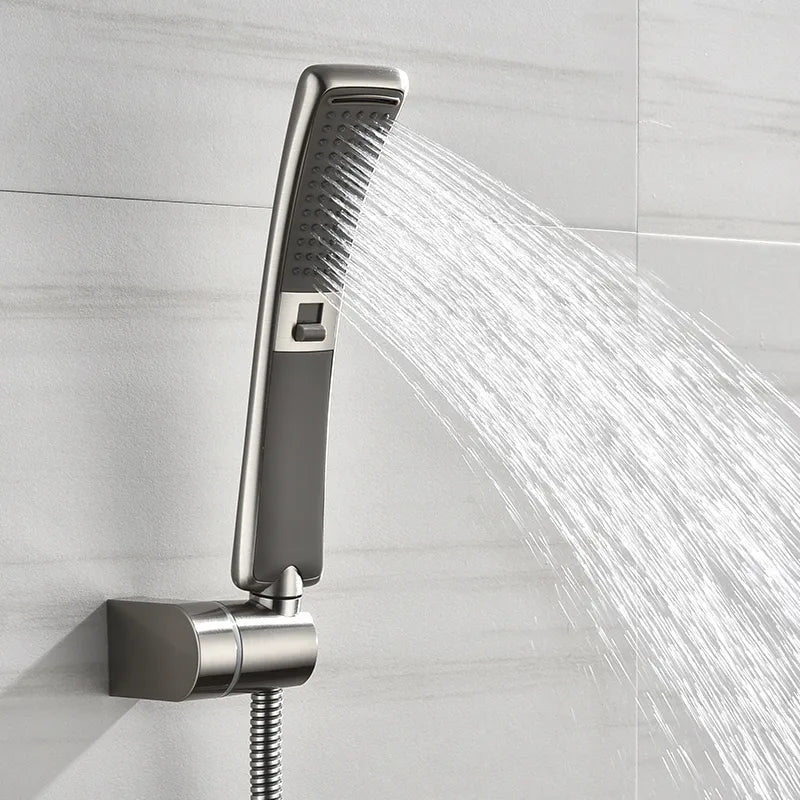 Brushed Nickel Handheld Shower Bathroom 2 Function High Pressure Rain Shower Sprayer Set Water Saving Waterfall  Shower