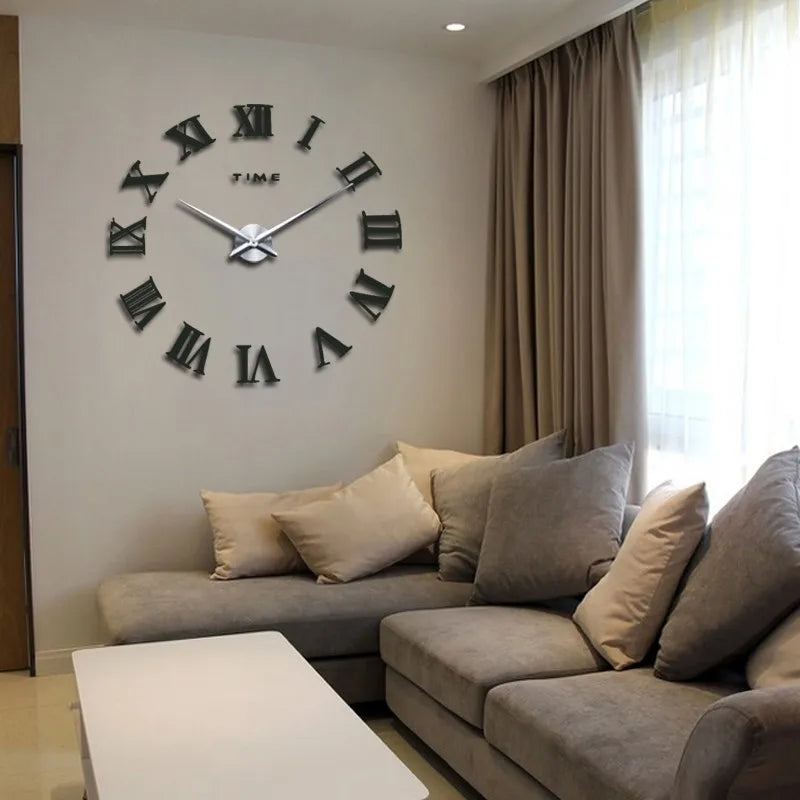 3D Acrylic Mirror Wall Clock DIY Modern Home Decor