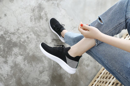 White Breathable Mesh Sports Sneakers for Women