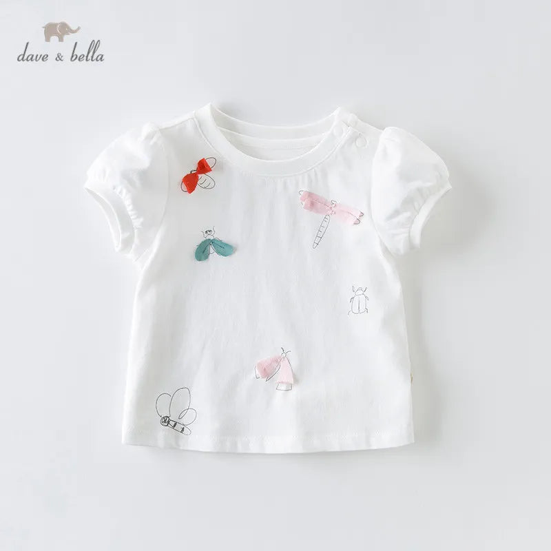 Baby-Mädchen-T-Shirt mit Schleife und Cartoon-Motiv