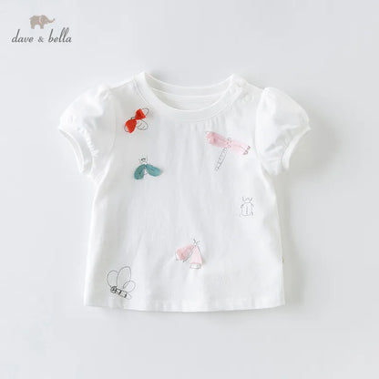 Baby-Mädchen-T-Shirt mit Schleife und Cartoon-Motiv