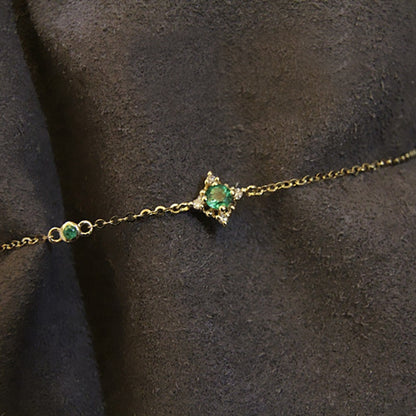 Retro Green Zircon Chain Bracelet