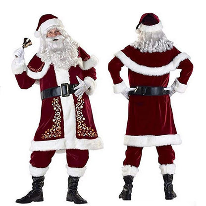 Deluxe Santa Claus Costume Set - 8-Piece Adult Christmas Outfit