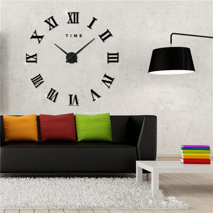 3D Acrylic Mirror Wall Clock DIY Modern Home Decor