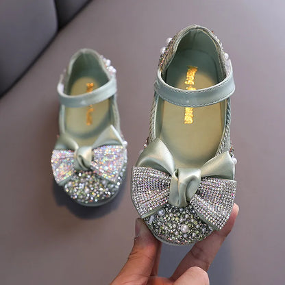 Nouveau Chaussures en cuir pour enfants strass