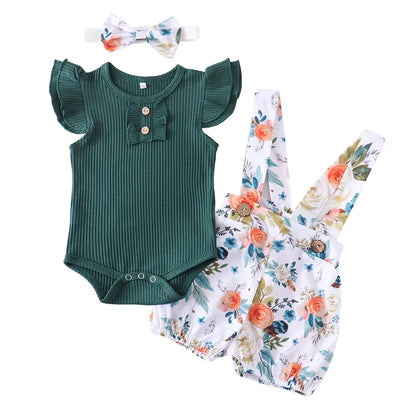 Adorable Baby Girl's Floral Sleeve Outfit Set