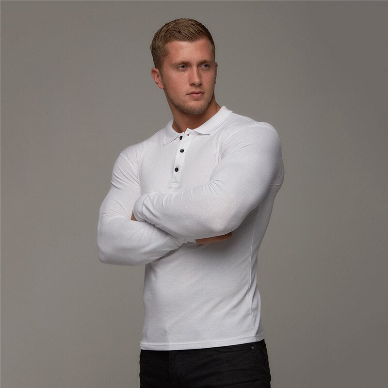 Hochwertiges Herren-Langarm-Poloshirt