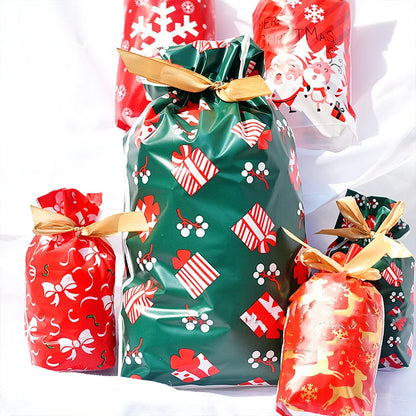 Santa Gift Bag with Snowflake Drawstring for Christmas