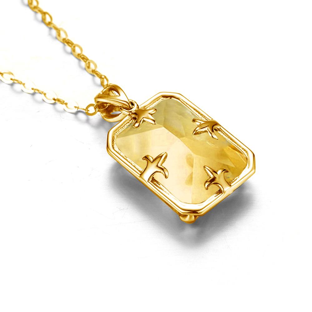 14K Gold Silver Pendant with Yellow Gemstone