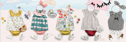 Children's Short Sleeve Cute Printing Cotton Top & Bottom Clothes Set