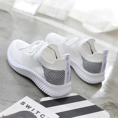 White Breathable Mesh Sports Sneakers for Women