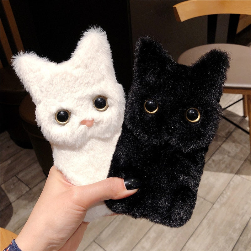 Étui de téléphone en fourrure de chat mignon pour iPhone