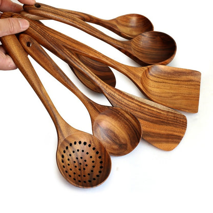 7-Pcs Teak Wood Tableware Set