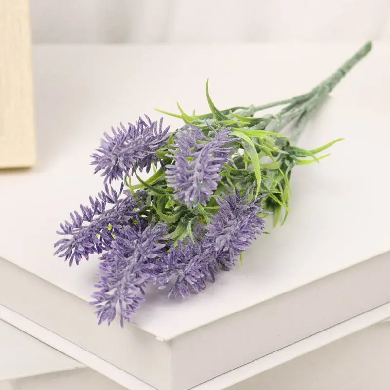 Flocked Plastic Lavender Bundle - Artificial Flowers for Home Decor