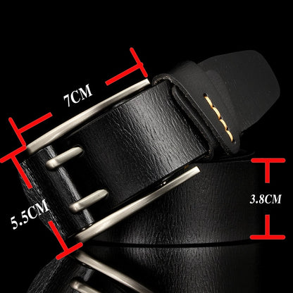 British Style Double Pin Buckle Leather Belt