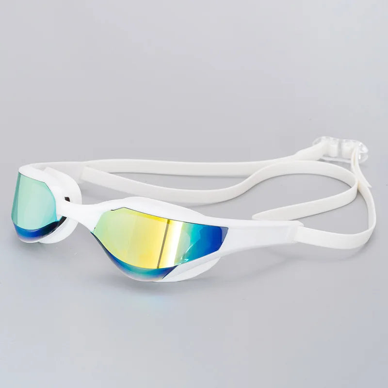 Wasserdichte und beschlagfreie Racing-Schwimmbrille – Cool versilbert für Männer und Frauen