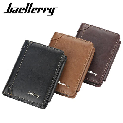 High-Quality PU Leather Men's Zipper Wallet with Cardholder
