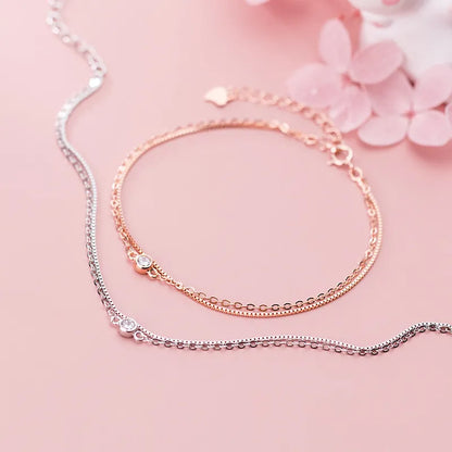 Bracelet chaîne en zircon cubique doré pour femme