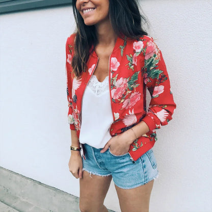 Women's Floral Print Bomber Jacket