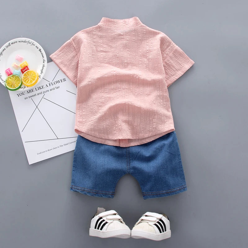 Baby Boys' Cartoon Shirt & Denim Shorts