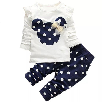 T-shirt + pantalon à manches longues avec nœud pour bébé fille