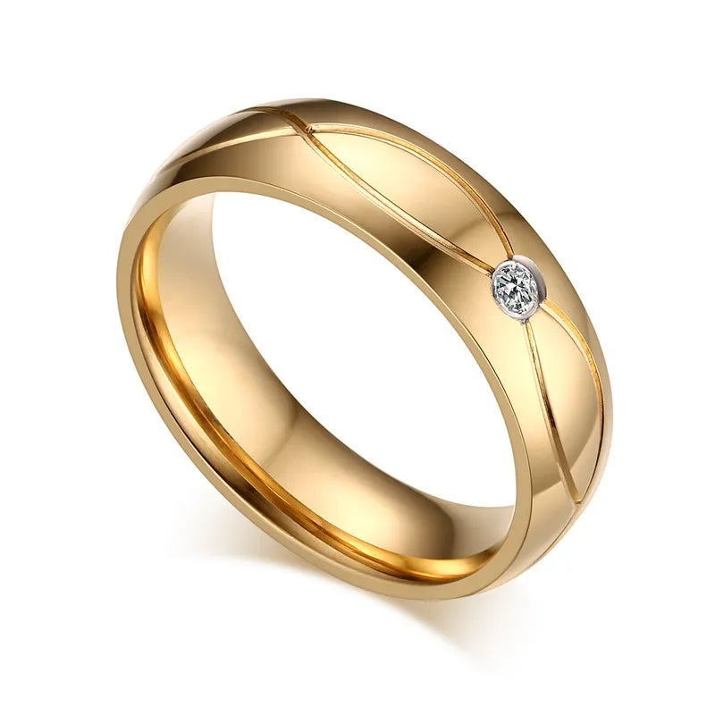 Gold Stainless Steel Wedding Bands for Couple