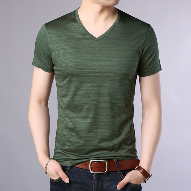 2023 Men's V-Neck Solid Color T-Shirt