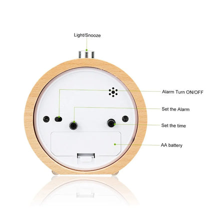 Silent Wooden Bedside Clock - Backlight