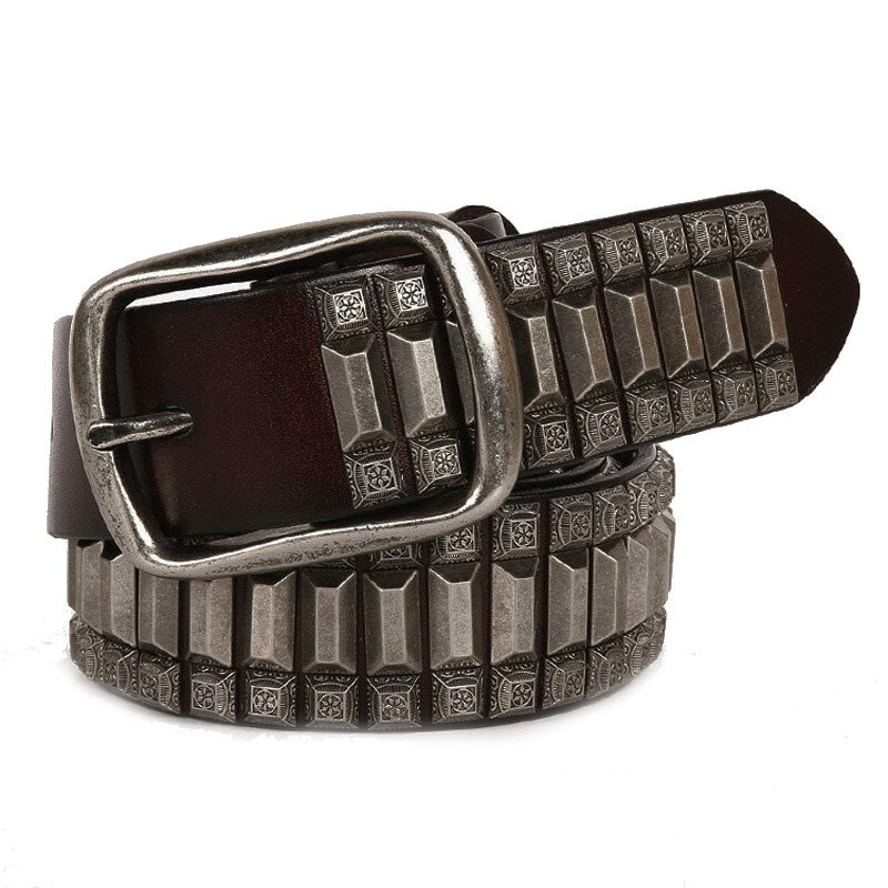 Ceinture en cuir à rivets pour hommes