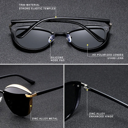 Polarisierte Cat-Eye-Sonnenbrille mit UV400-Schutz für Damen