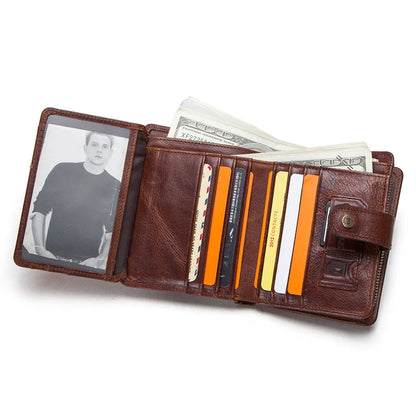 RFID Vintage Leather Wallet with Coin Pocket