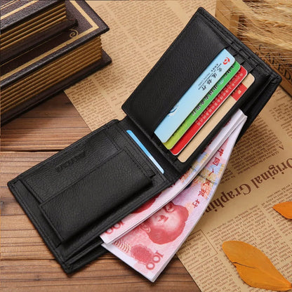 JINBAOLAI Genuine Leather Short Wallet