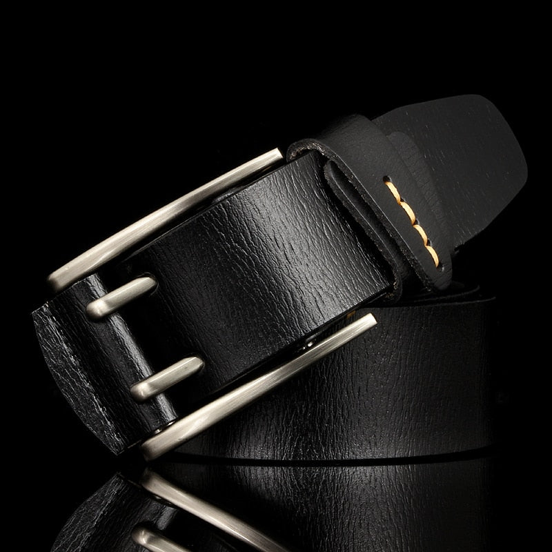 British Style Double Pin Buckle Leather Belt