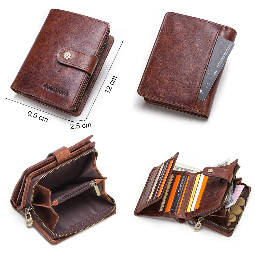 RFID Vintage Leather Wallet with Coin Pocket