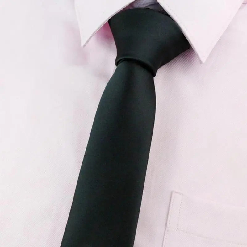 Black 5CM Skinny Silk Necktie Striped, Dots, Jacquard Patterns