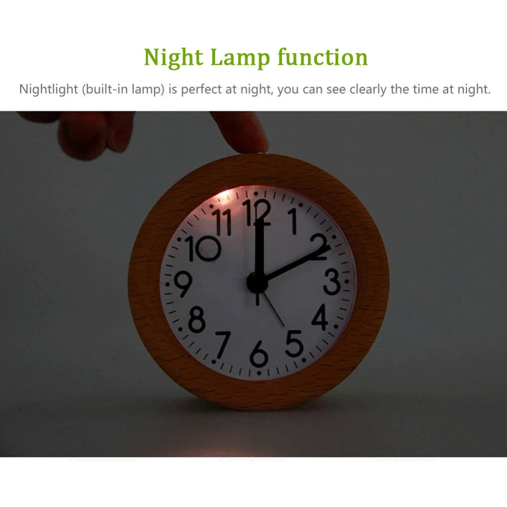 Silent Wooden Bedside Clock - Backlight