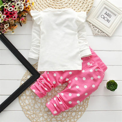 T-shirt + pantalon à manches longues avec nœud pour bébé fille