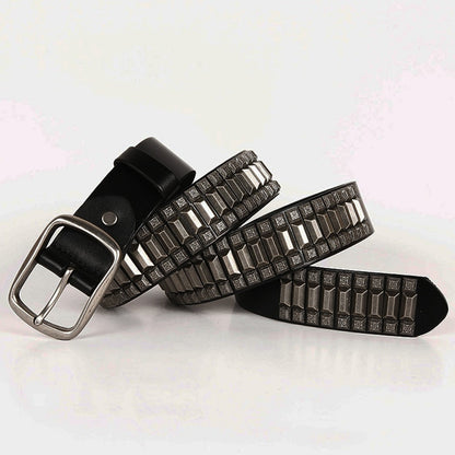 Ceinture en cuir à rivets pour hommes