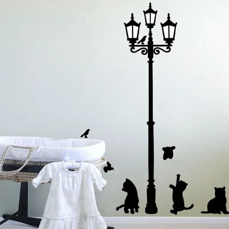 DIY Cartoon Cats and Birds Wall Sticker Mural