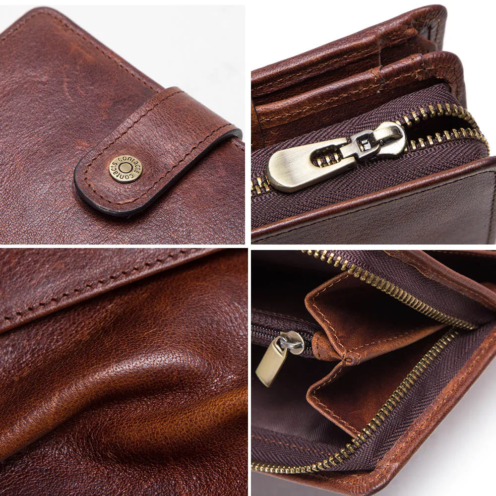 RFID Vintage Leather Wallet with Coin Pocket