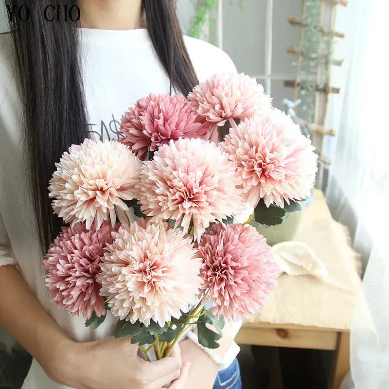 Silk Dandelion Flower Ball Bouquet - Artificial Home Garden