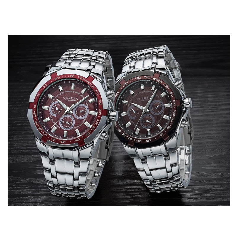 CURREN hommes marque de luxe montres plein acier Quartz